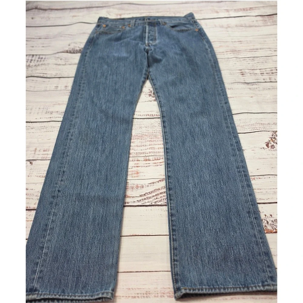 Levis 501 Jeans‎ Mens 32x34 Blue Excellent BUTTON FLY Straight Leg Denim
